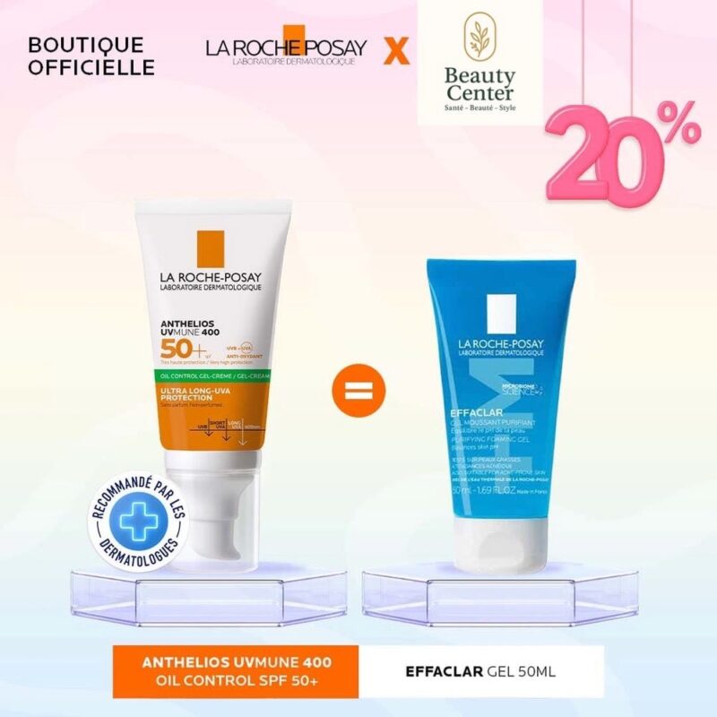 LA ROCHE-POSAY ANTHELIOS OIL CONTROL INVISIBLE SPF50+ PEAU M À G 50ML = GEL EFFACLAR 50 ML OFFERT
