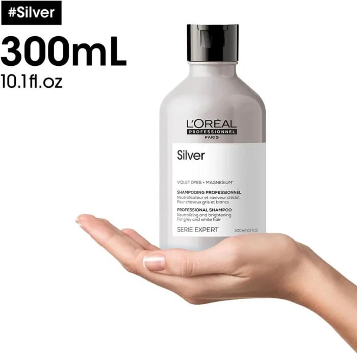 L'Oréal Professionnel Silver – Shampooing Déjaunissant Cheveux Gris et Blonds 300 ml