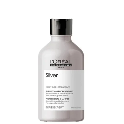 L'Oréal Professionnel Silver – Shampooing Déjaunissant Cheveux Gris et Blonds 300 ml